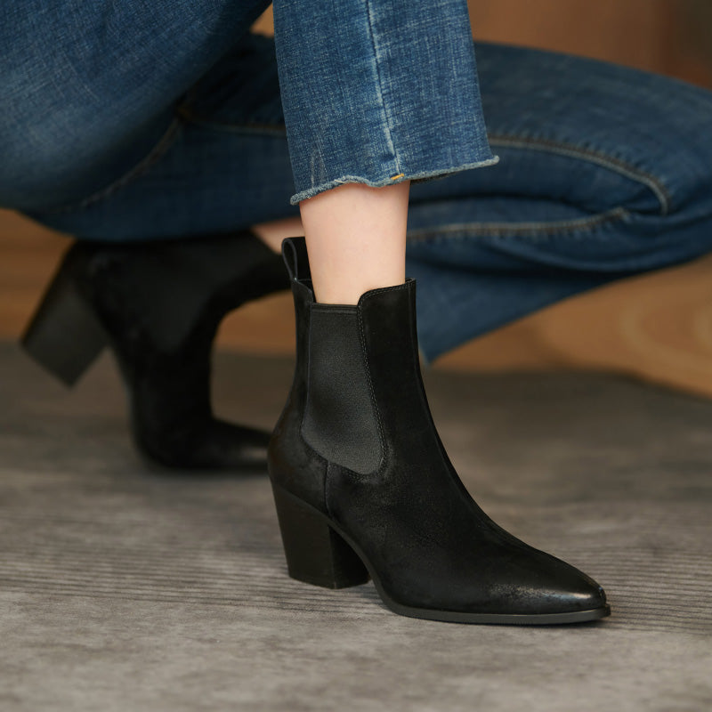 Havyn Black Pointed Toe Chelsea Boots Newgew
