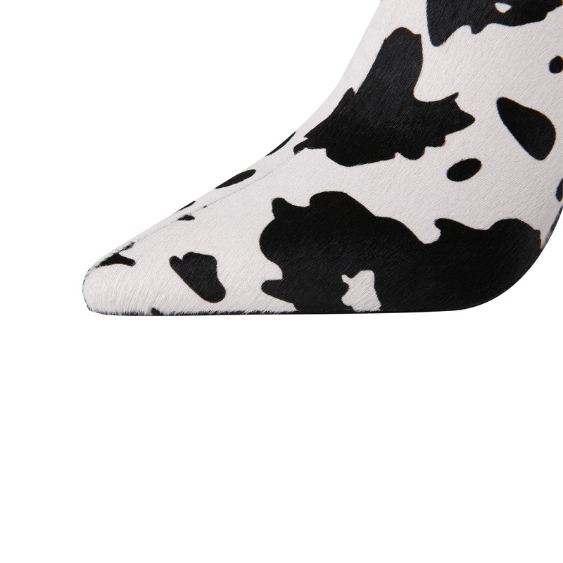 Navya Kitten Heel Cow Printed Boots Newgew
