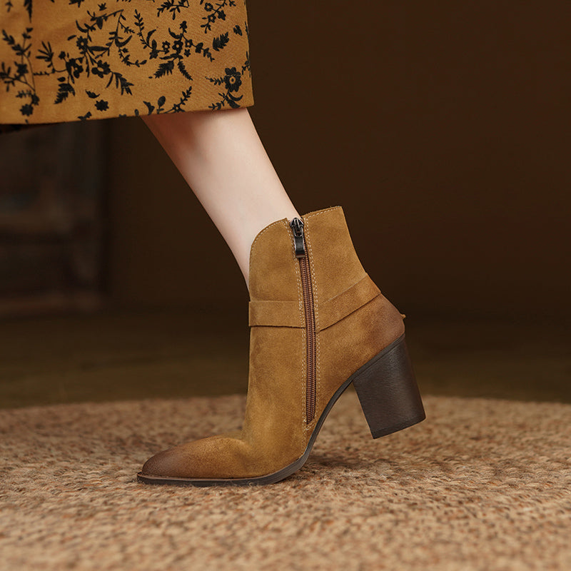 Nyla Suede Western V Cut Boots Newgew