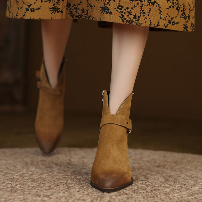 Nyla Suede Western V Cut Boots Newgew