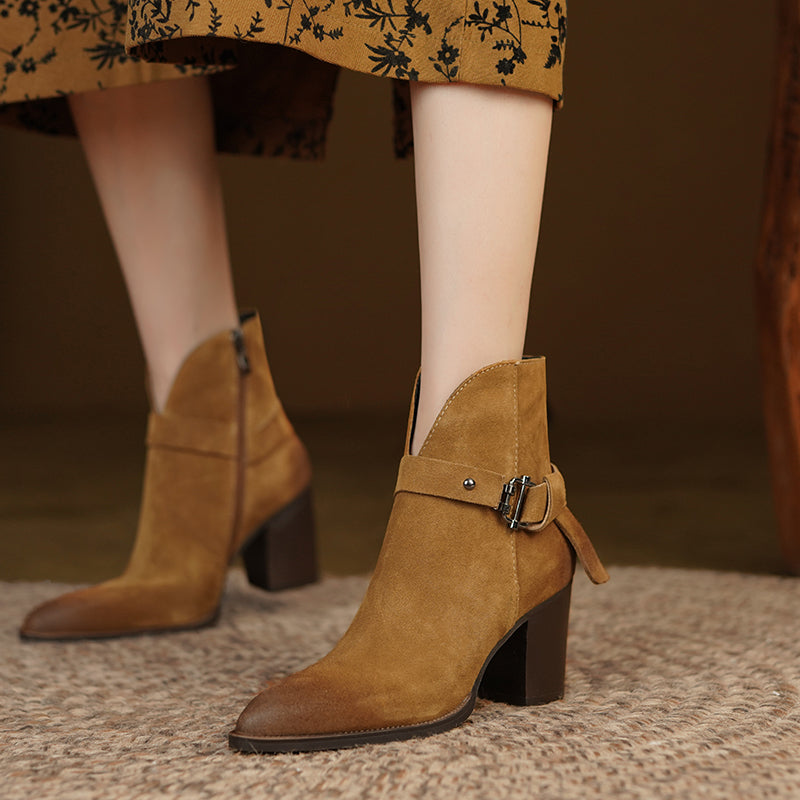 Nyla Suede Western V Cut Boots Newgew