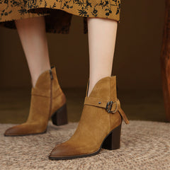 Nyla Suede Western V Cut Boots Newgew