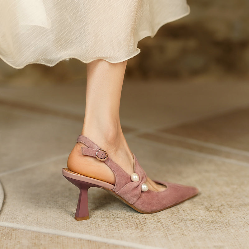 Faiga Pink Slingback Pearl Heels NEW GEW