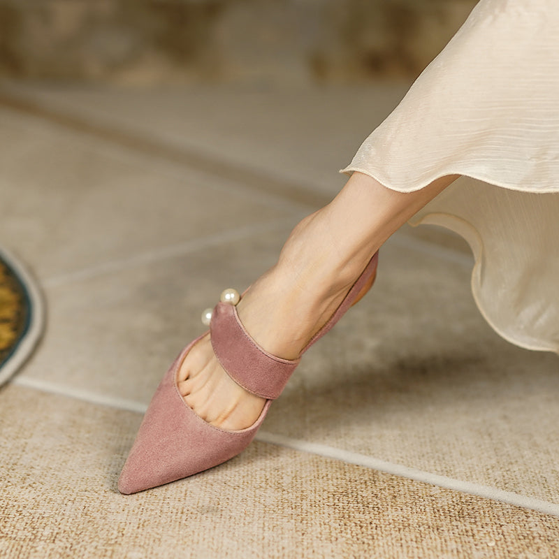 Faiga Pink Slingback Pearl Heels NEW GEW
