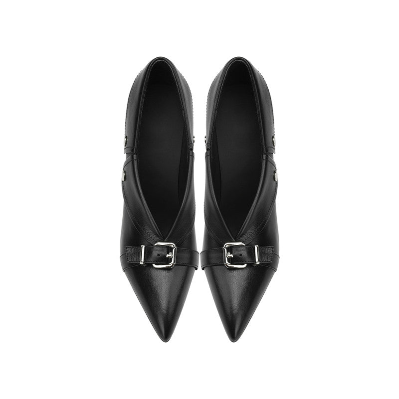 Molly Luxury Buckle Strap Heels Black newgew