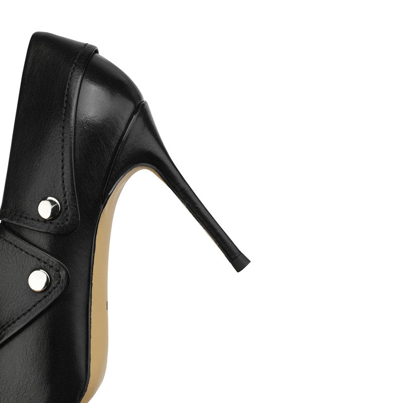 Molly Luxury Buckle Strap Heels Black newgew