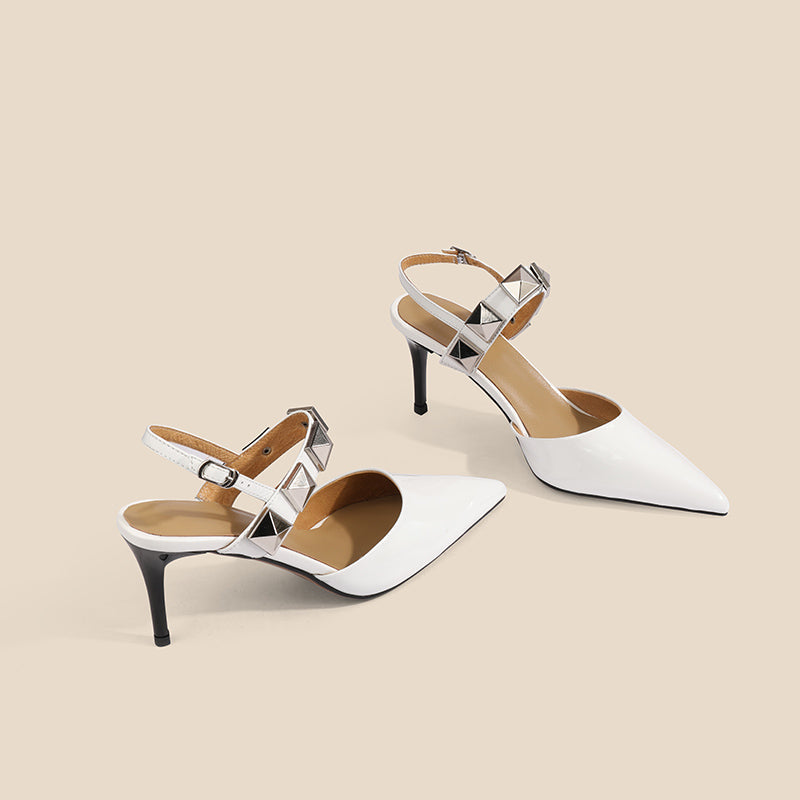 Chiara Rivet Ankle Strap Kitten Heels NEW GEW