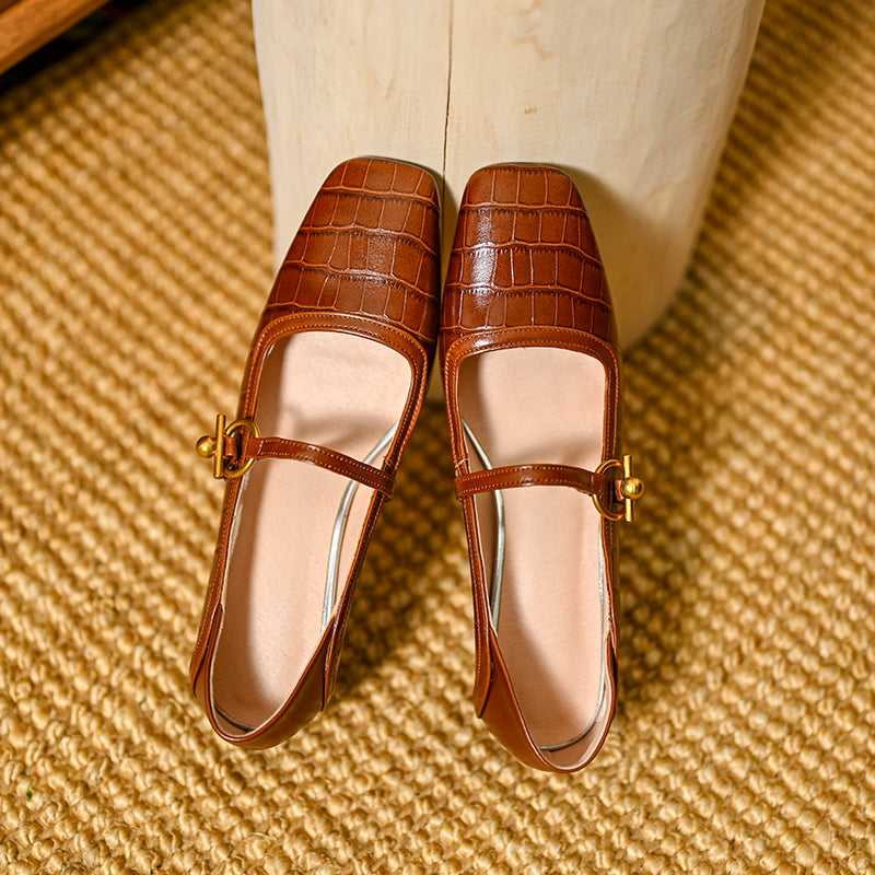Hazley Print Genuine Leather Novelty Heel handmade MaryJanes Newgew