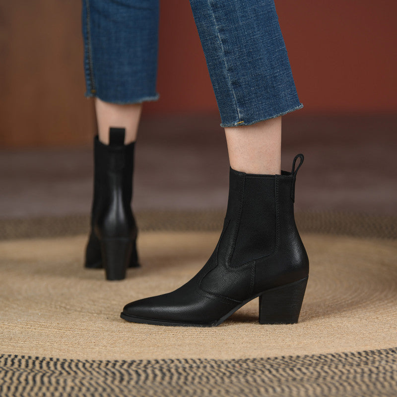 Carly Handmade Pointy Toe Heeled Ankle Boots Newgew