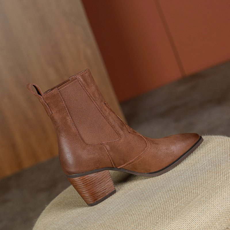 Carly Handmade Pointy Toe Heeled Ankle Boots Newgew
