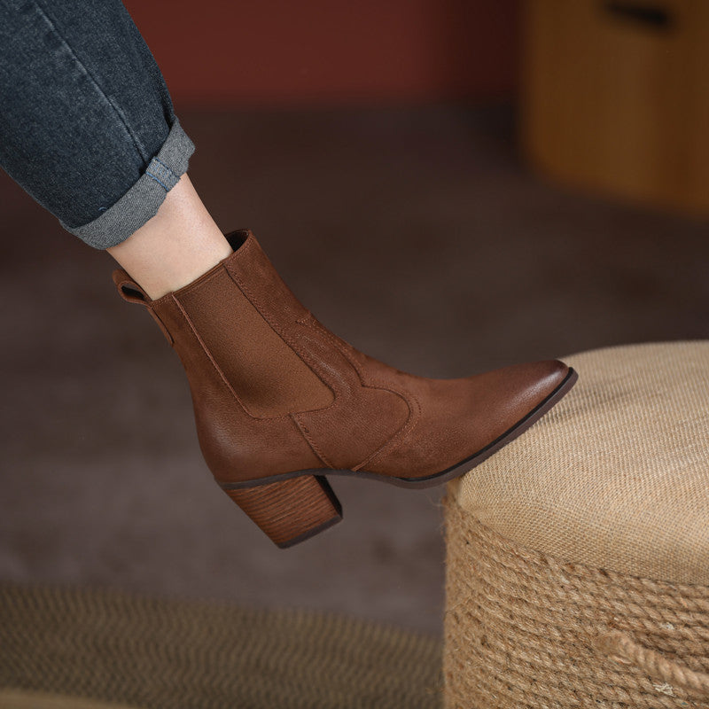 Carly Handmade Pointy Toe Heeled Ankle Boots Newgew
