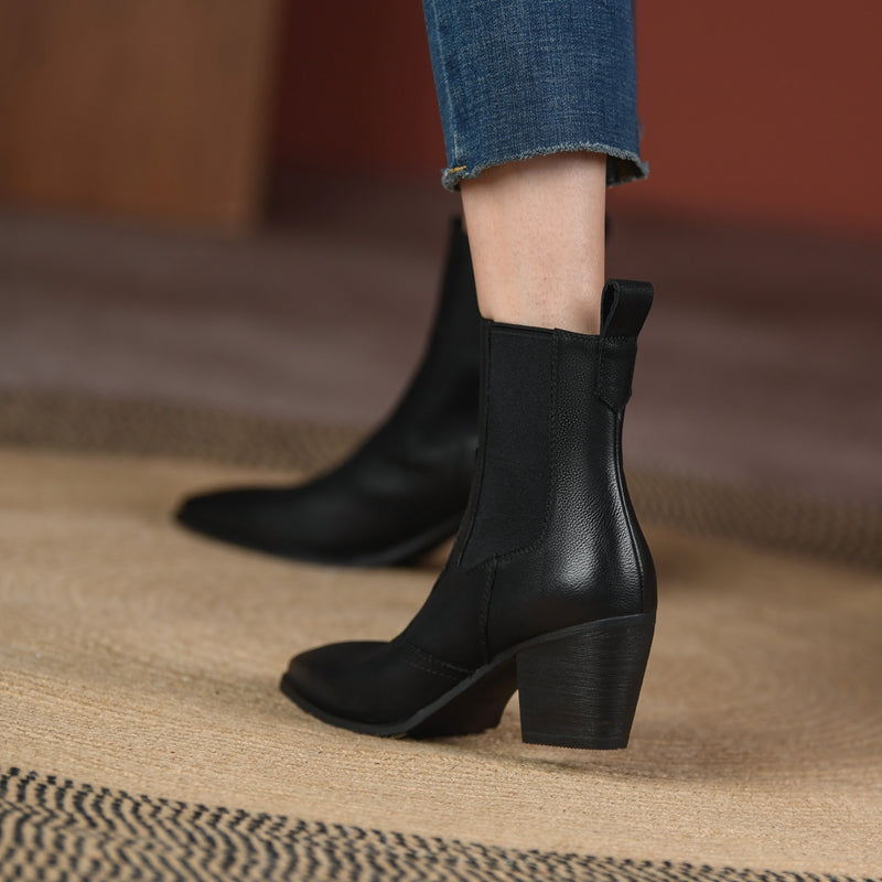 Carly Handmade Pointy Toe Heeled Ankle Boots Newgew