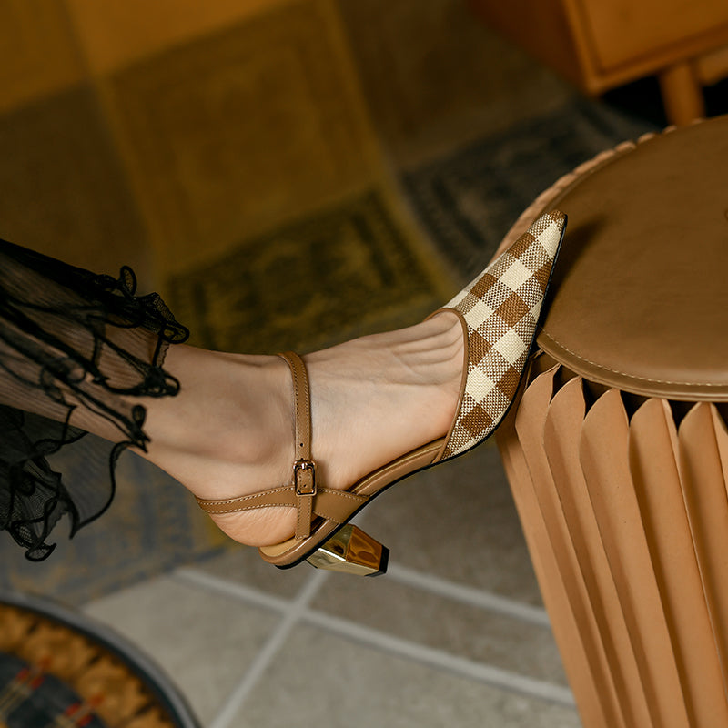 Carley Vintage Plaid Novelty Heels Newgew