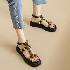 Evelyn Rivet Studded Ankle Strap Platform Sandals NEW GEW