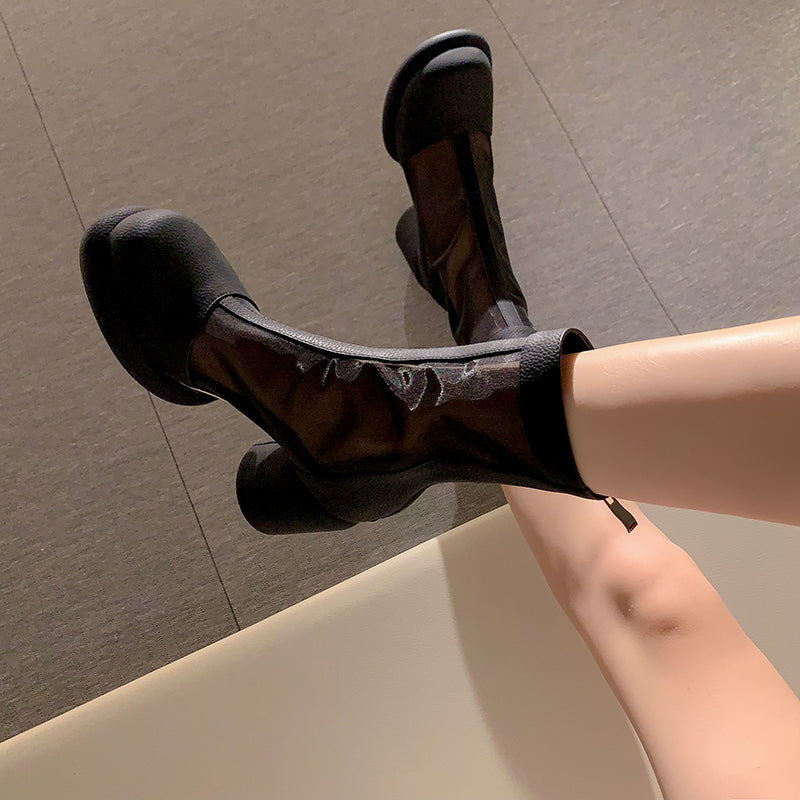 Dawson Chunky Heel Mesh Summer Ankle Boots NEW GEW
