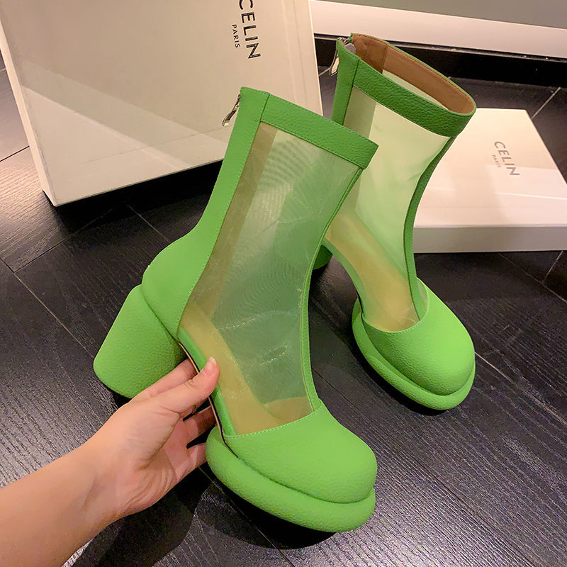 Dawson Chunky Heel Mesh Summer Ankle Boots NEW GEW