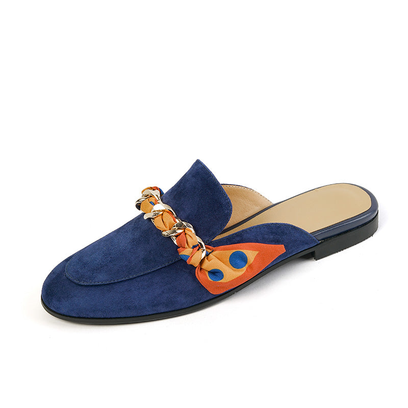 Emi Navy Flat Mules NEW GEW