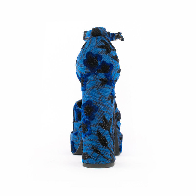 Foster Velvet Blue Platform Heels Newgew