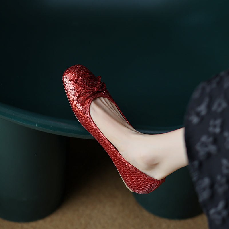 Maia Sequin Ballet Flats with Bow newgew