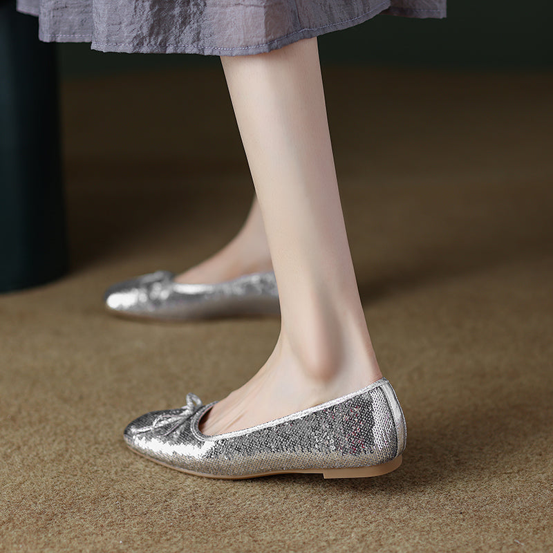 Maia Sequin Ballet Flats with Bow newgew