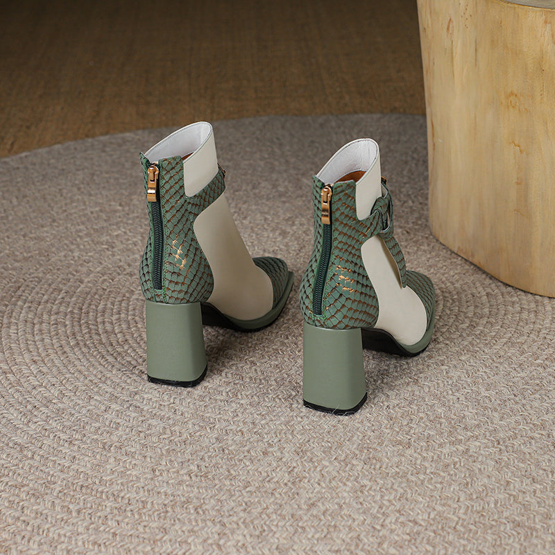 Maren Snakeskin Green Ankle Boots newgew