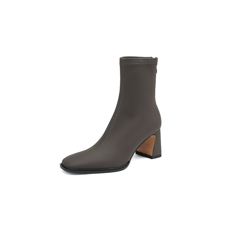 Milan Block Heel Square Toe Ankle Boots newgew