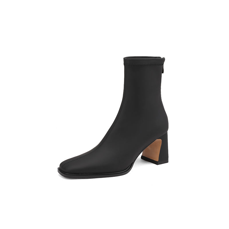 Milan Block Heel Square Toe Ankle Boots newgew