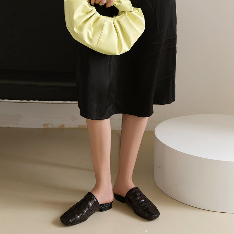 Eve Woven Leather Mules in Black NEW GEW