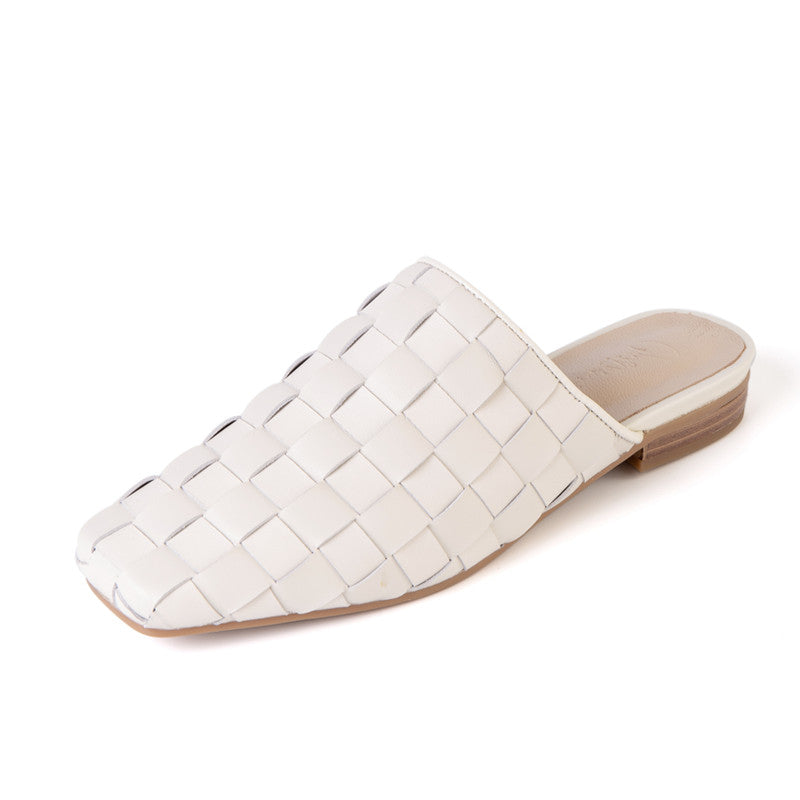 Eve Woven Leather Mules in White NEW GEW