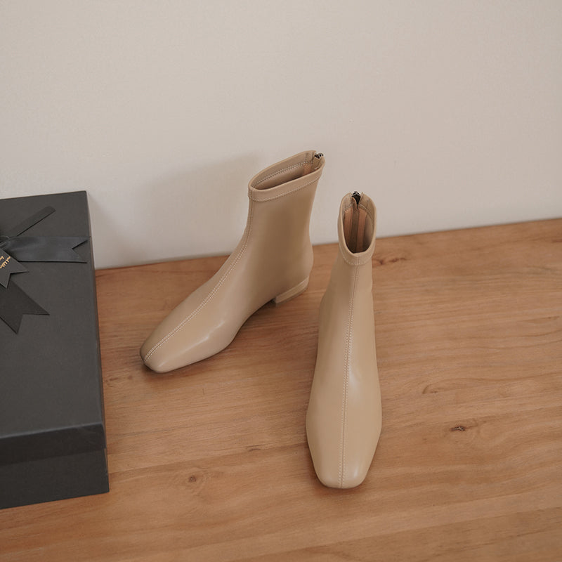 Indie Square Toe Nude Sock Ankle Boots Newgew