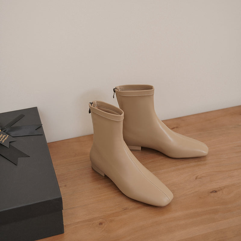 Indie Square Toe Nude Sock Ankle Boots Newgew