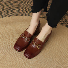 Irina Cognac Womens Loafers with Heels Newgew