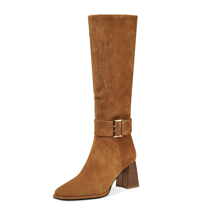 Ivana Camel Suede Knee High Boots newgew