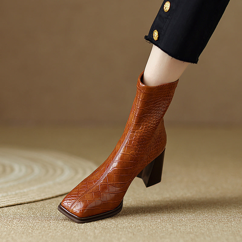 Novah Brown Crocodile Boots Newgew