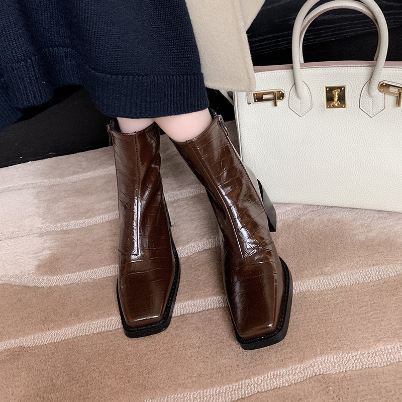 Eyad Brown Crocodile Leather Sock Boots NEW GEW