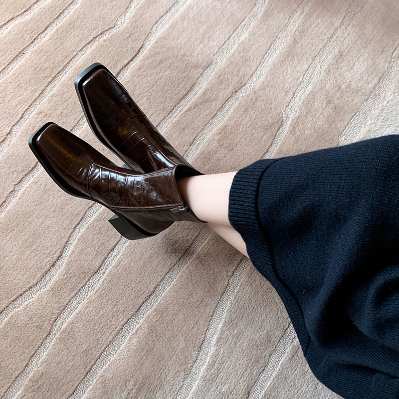 Eyad Brown Crocodile Leather Sock Boots NEW GEW