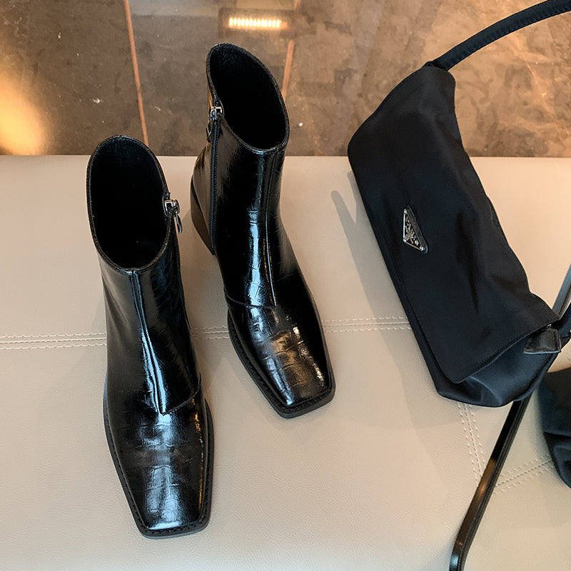 Eyad Black Crocodile Leather Sock Boots NEW GEW