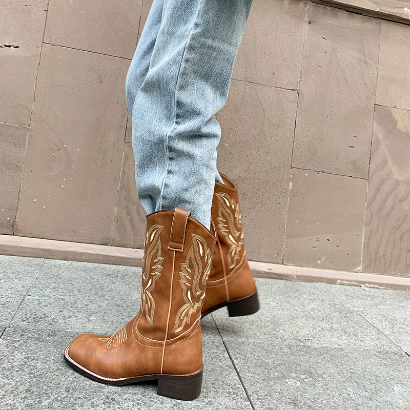 Miley Embroidered Square Toe Cowboy Boots newgew