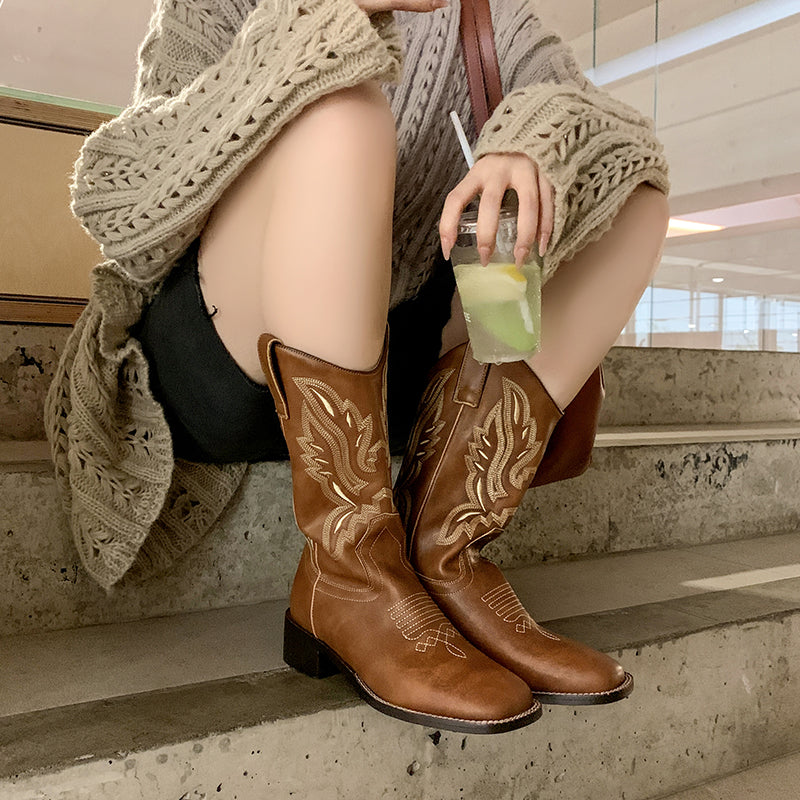 Miley Embroidered Square Toe Cowboy Boots newgew