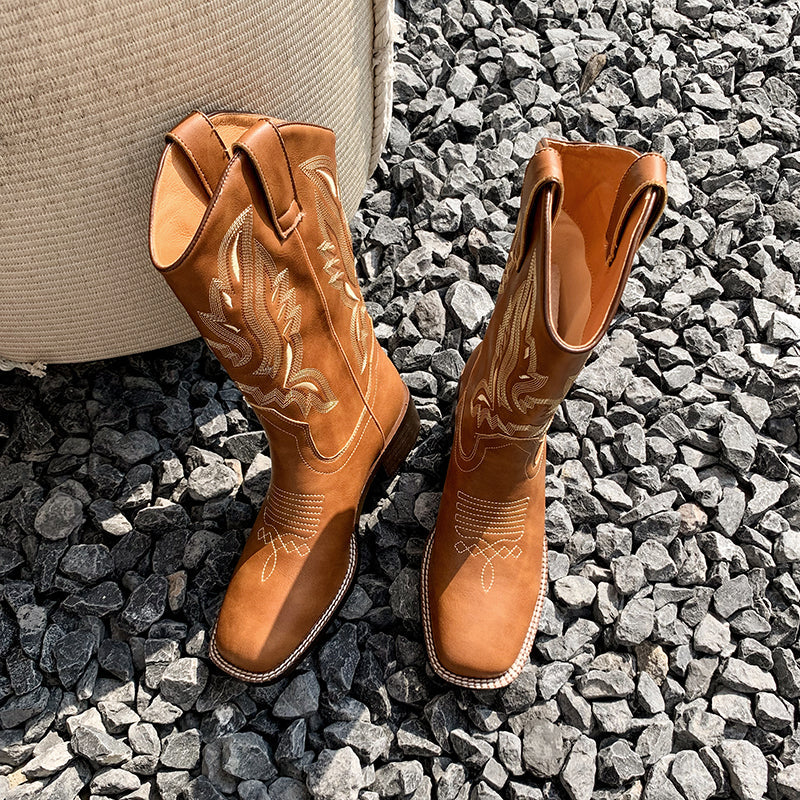 Miley Embroidered Square Toe Cowboy Boots newgew