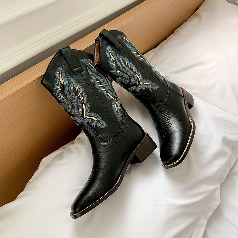 Miley Embroidered Square Toe Cowboy Boots newgew