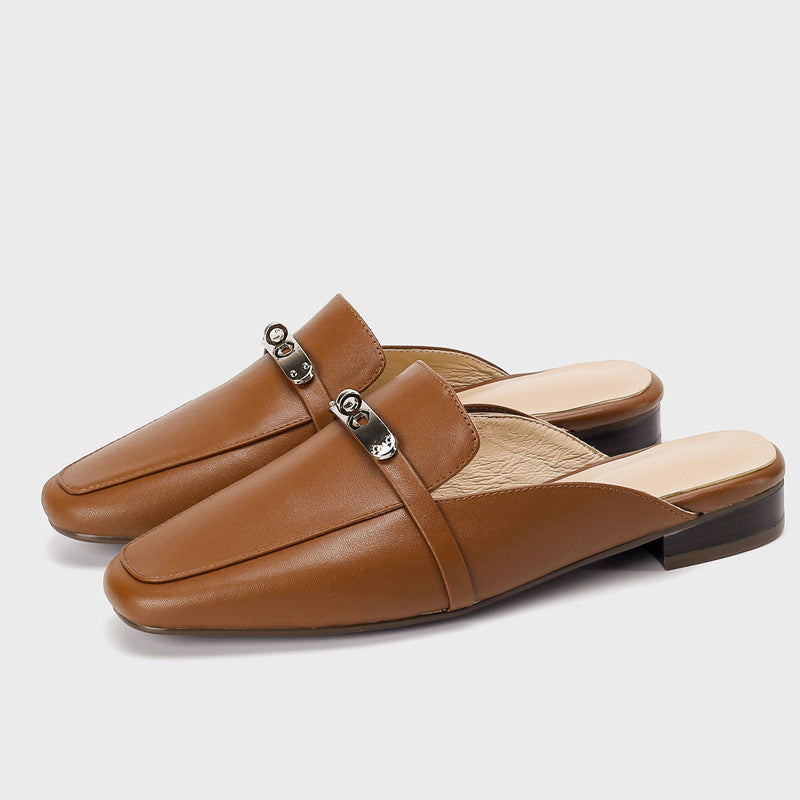 Erin Brown Flat Mules NEW GEW