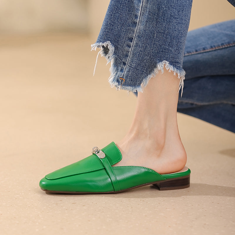 Erin Green Flat Mules NEW GEW