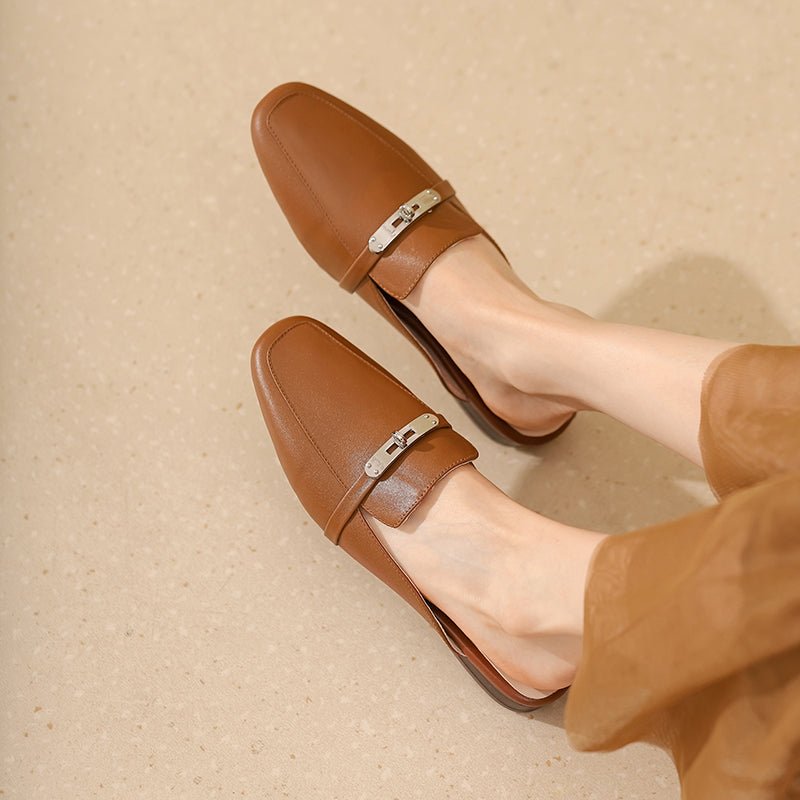Erin Brown Flat Mules NEW GEW