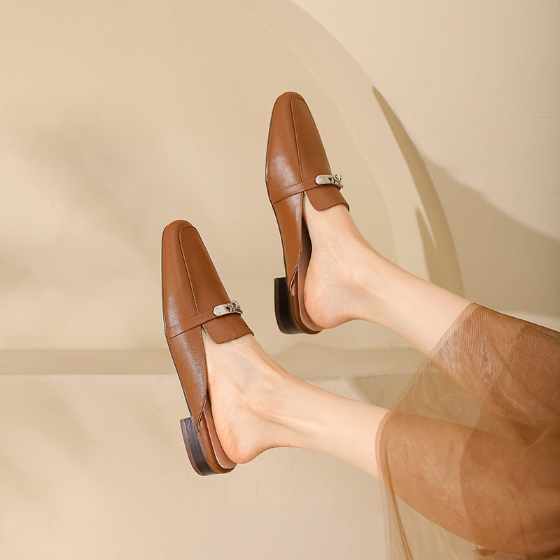 Erin Brown Flat Mules NEW GEW