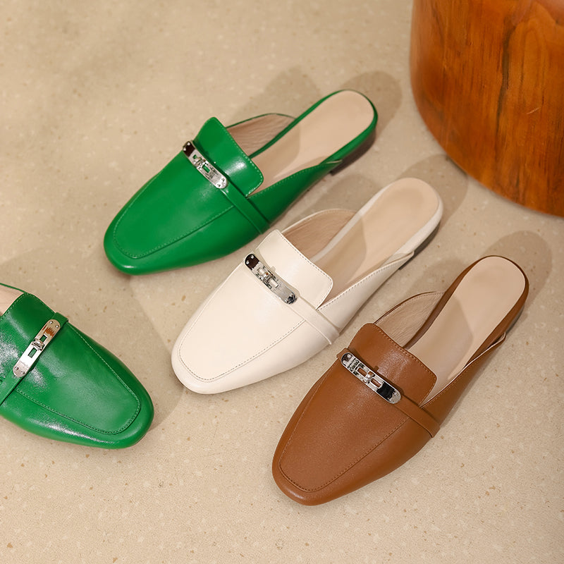 Erin Brown Flat Mules NEW GEW