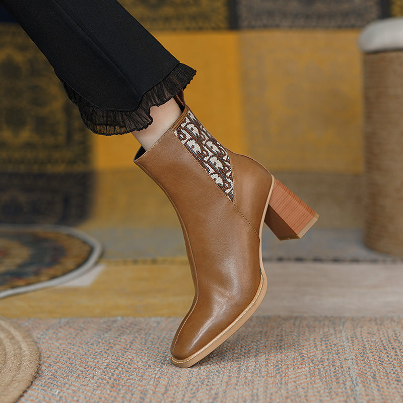 Cristina Handmade Square Toe Heeled Ankle Boots NEW GEW