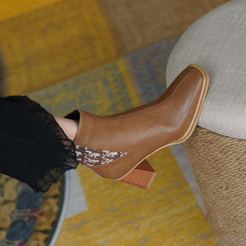 Cristina Handmade Square Toe Heeled Ankle Boots NEW GEW