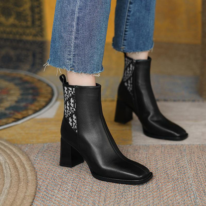 Cristina Handmade Square Toe Heeled Ankle Boots NEW GEW