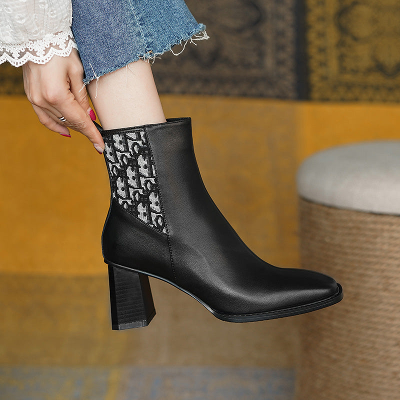 Cristina Handmade Square Toe Heeled Ankle Boots NEW GEW